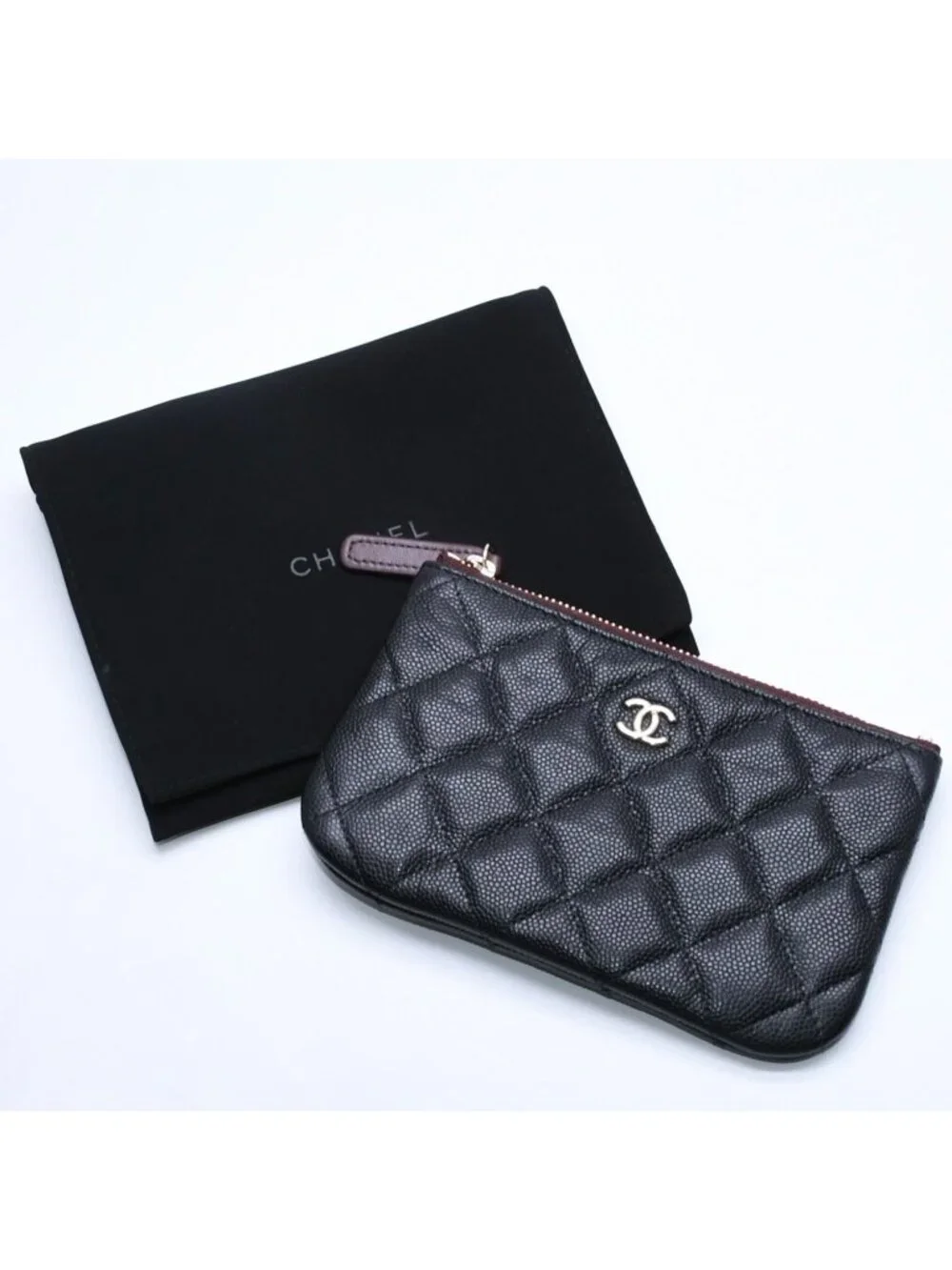 Chanel Classic Mini Pouch Stand CC Logo Caviar Leather